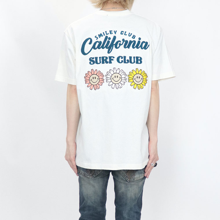 早い者勝ち!アメカジT 早い者勝ち【SmileyFace×CaliSurf】半袖Tシャツ3連花スマイルの