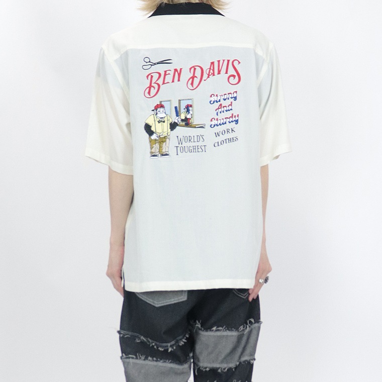 35%OFFサマーセール【BEN DAVIS(ベンデイビス)】オープンカラー半袖シャツ/バック刺繍 (ペアルック・アメカジ系)