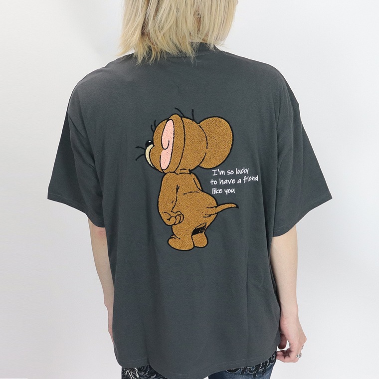 【TOM and JERRY (トムとジェリー)】半袖Ｔシャツ/ﾀﾌｨ&ｼﾞｪﾘｰｻｶﾞﾗ刺繍/ (ペアルック・アメカジ系)