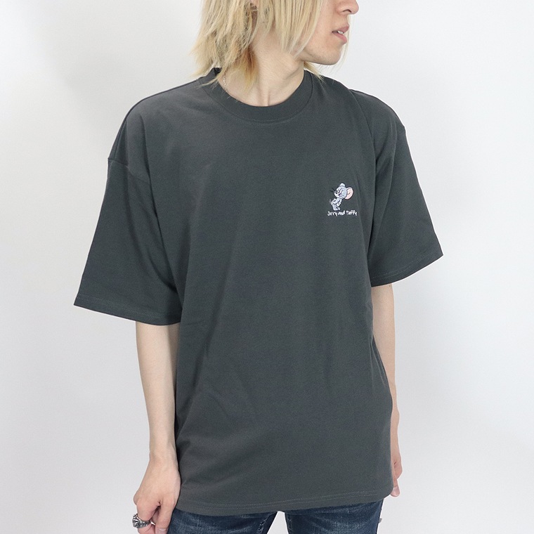 【TOM and JERRY (トムとジェリー)】半袖Ｔシャツ/ﾀﾌｨ&ｼﾞｪﾘｰｻｶﾞﾗ刺繍/ (ペアルック・アメカジ系)