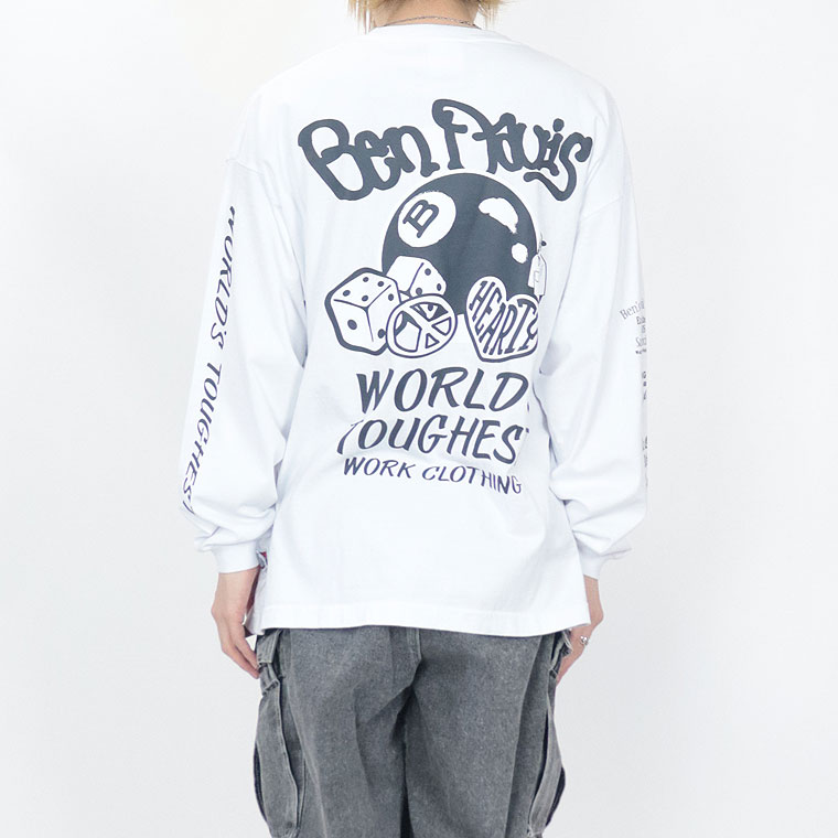 ラスワンセール３５％OFF【BEN DAVIS(ベンデイビス)】8ボール＆ダイス長袖T(ペアルック・アメカジ系)
