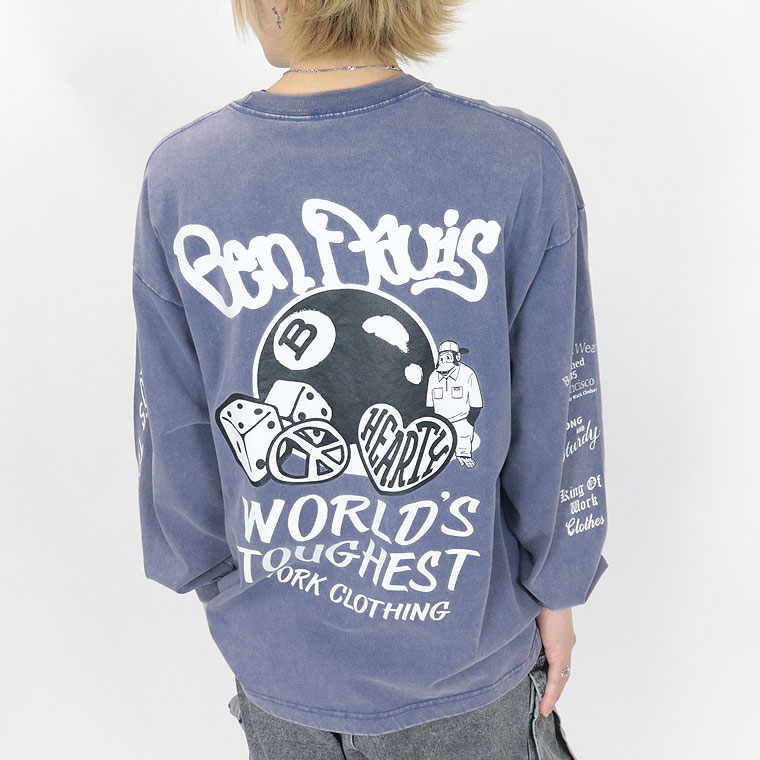 ラスワンセール３５％OFF【BEN DAVIS(ベンデイビス)】8ボール＆ダイス長袖T(ペアルック・アメカジ系)