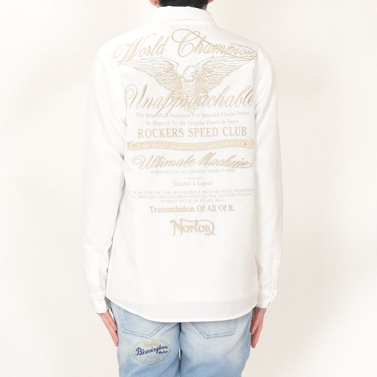 【NORTON】イーグル刺繍シャンブレー長袖シャツ