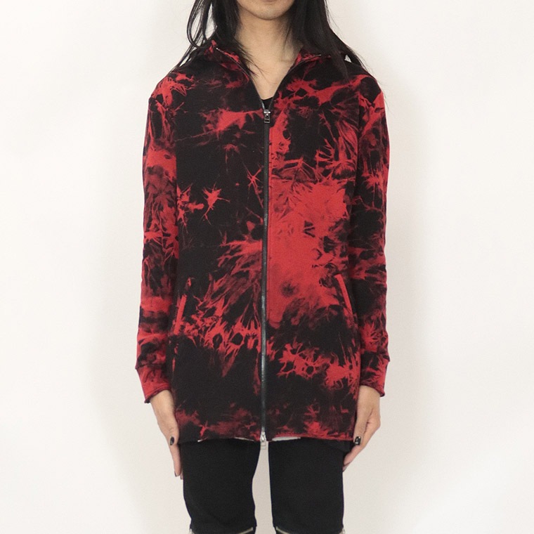 【BERNINGS SHO】ムラ染めカットオフ加工ハイネックZIPパーカー