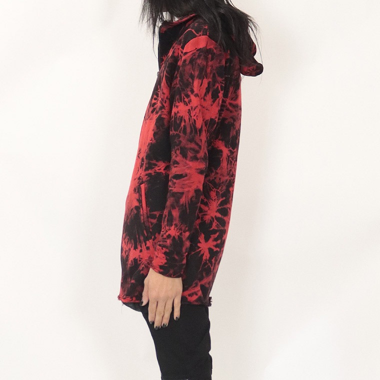 【BERNINGS SHO】ムラ染めカットオフ加工ハイネックZIPパーカー