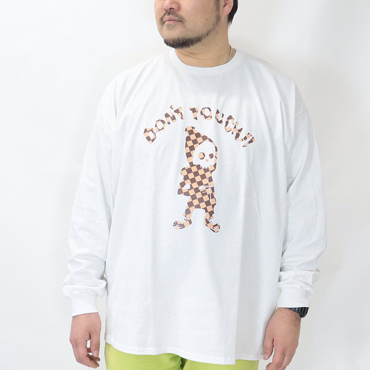 【大きいサイズ】イラストブロックチェックプリント 長袖Tシャツ