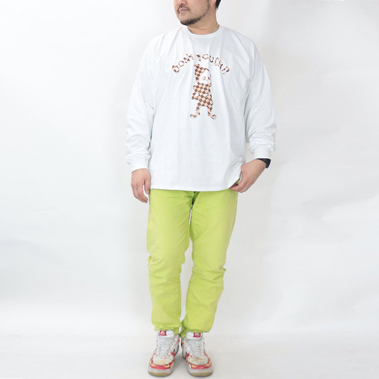 【大きいサイズ】イラストブロックチェックプリント 長袖Tシャツ