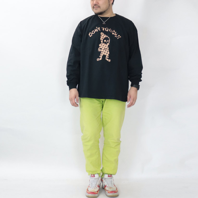 【大きいサイズ】イラストブロックチェックプリント 長袖Tシャツ