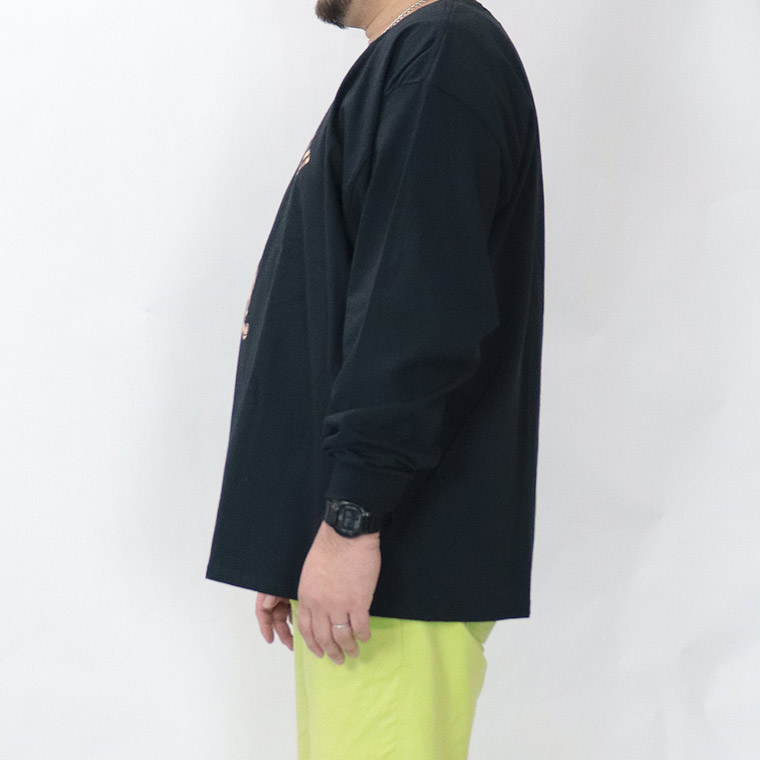 【大きいサイズ】イラストブロックチェックプリント 長袖Tシャツ