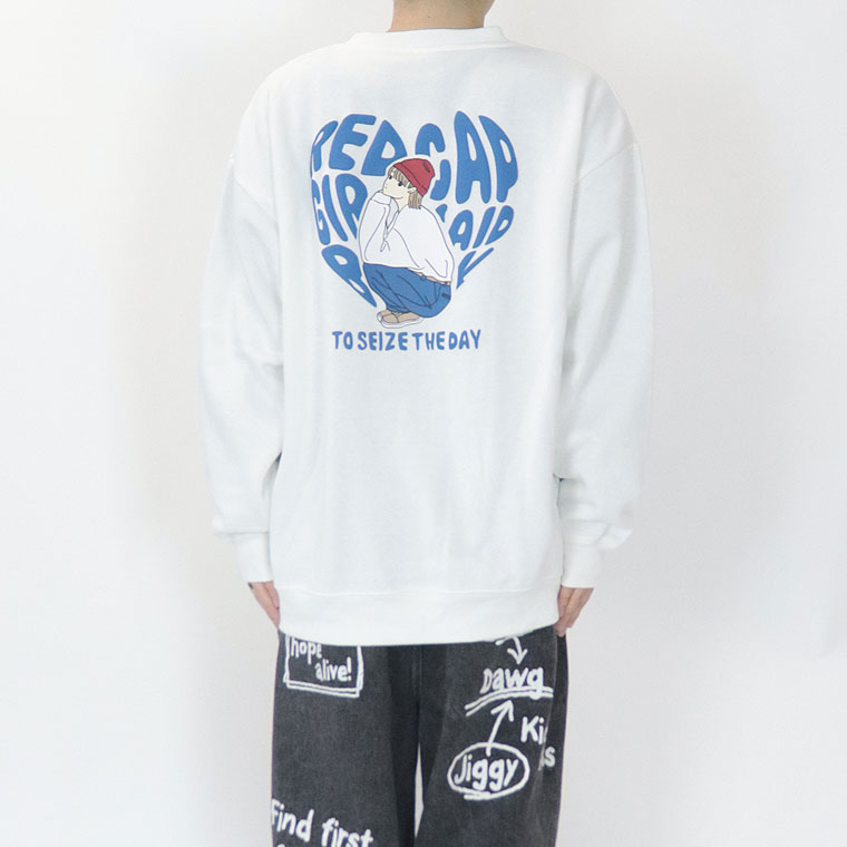 【RED CAP GIRL】発泡ハートプリント裏起毛トレーナー