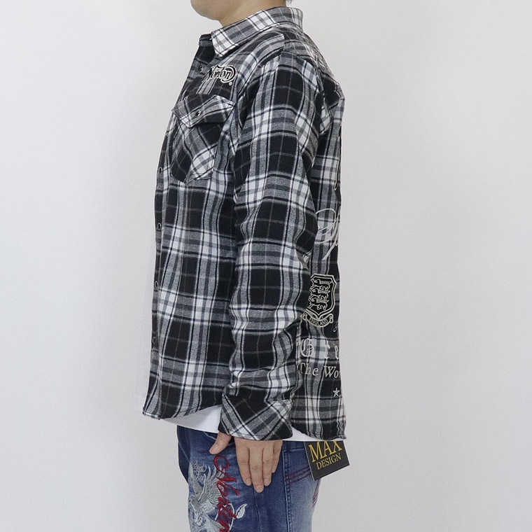 【NORTON】コーデュロイ使い長袖チェックシャツ