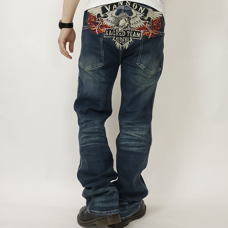 【VANSON】刺繍ストレッチデニムパンツ