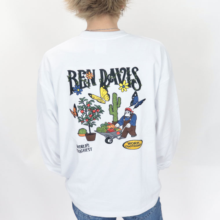 2024春物新作【BEN DAVIS(ベンデイビス)】刺繍長袖Ｔシャツ(ペアルック・アメカジ系)