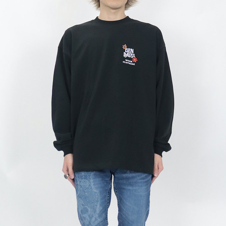 2024春物新作【BEN DAVIS(ベンデイビス)】刺繍長袖Ｔシャツ(ペアルック・アメカジ系)