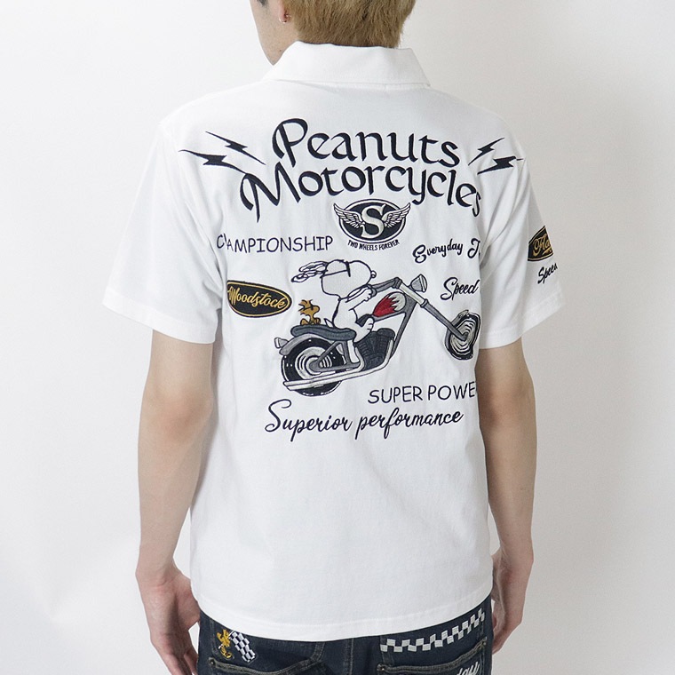 【SNOORYコラボ】バイカー刺繍半袖ポロシャツ