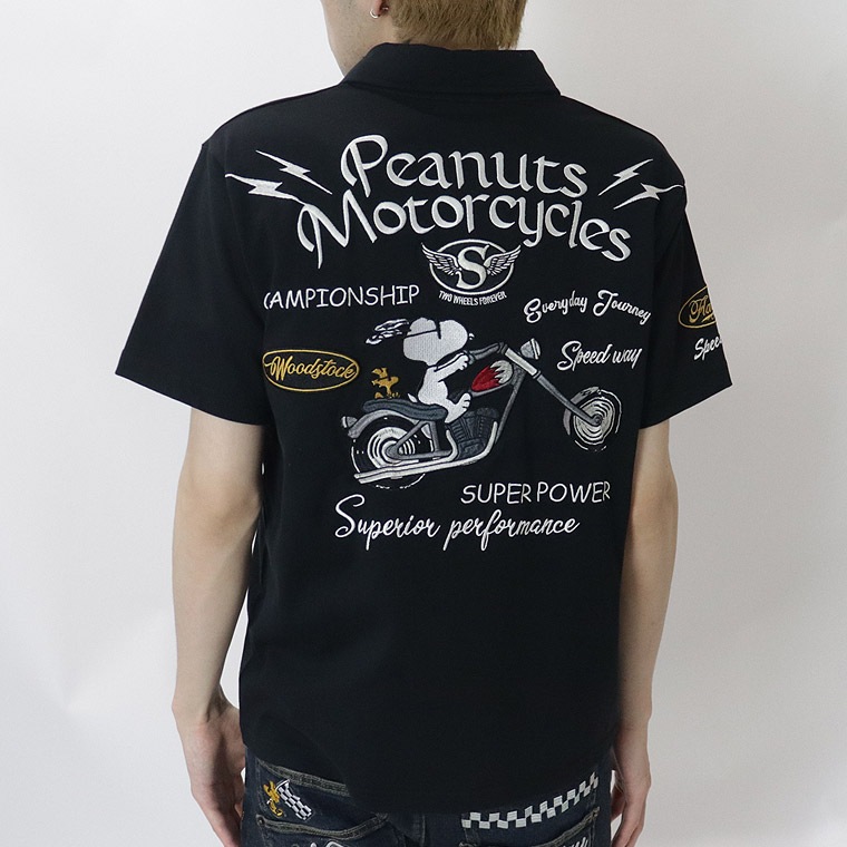 【SNOORYコラボ】バイカー刺繍半袖ポロシャツ