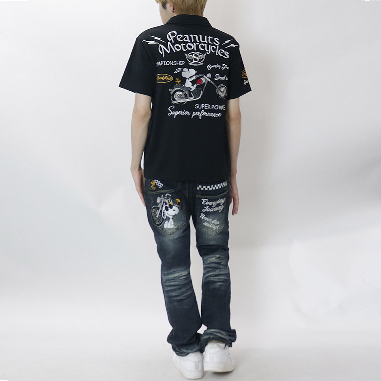 【SNOORYコラボ】バイカー刺繍半袖ポロシャツ