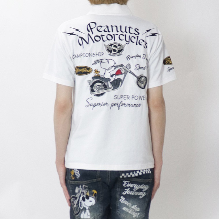 【SNOORYコラボ】バイカー刺繍半袖ポロシャツ