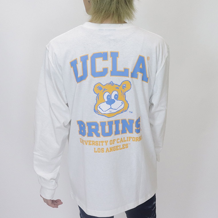 【UCLA/ユーシーエルエー：ジョープリントTシャツ】長袖☆綿100% アメカジ ストリート ユニセックス ペア 254AN1LT197 グレー(チャコール) ホワイト 新品未使用 少量入荷 送料無料