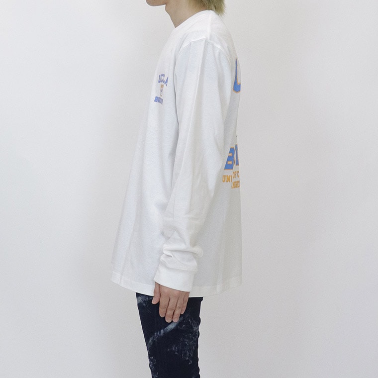 【UCLA/ユーシーエルエー：ジョープリントTシャツ】長袖☆綿100% アメカジ ストリート ユニセックス ペア 254AN1LT197 グレー(チャコール) ホワイト 新品未使用 少量入荷 送料無料