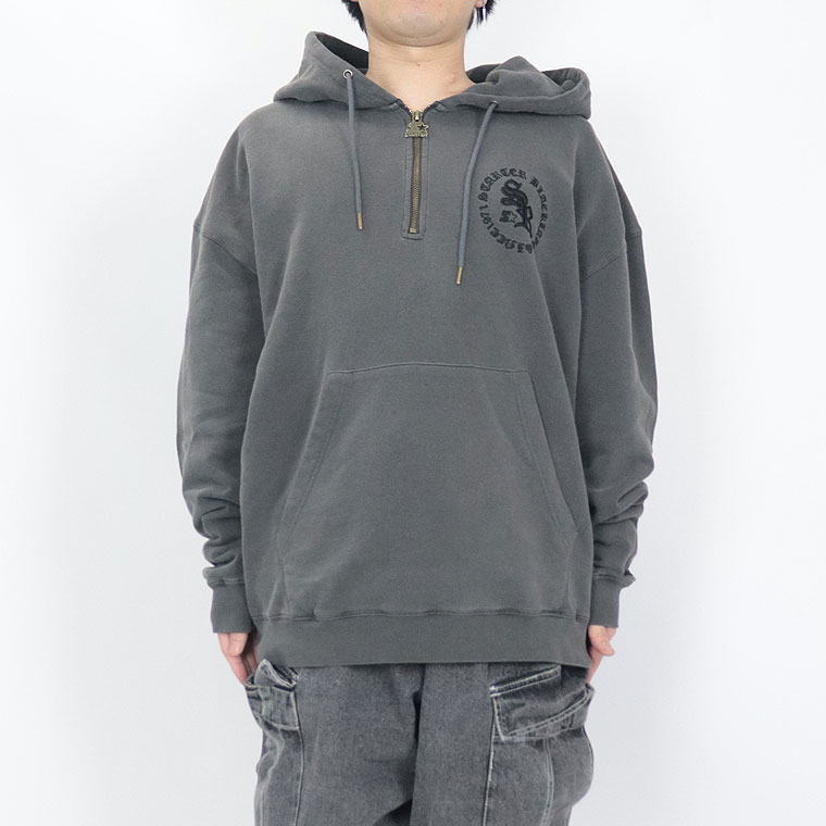 【STARTER】裏毛ピグメント加工サークルロゴハーフジップパーカー