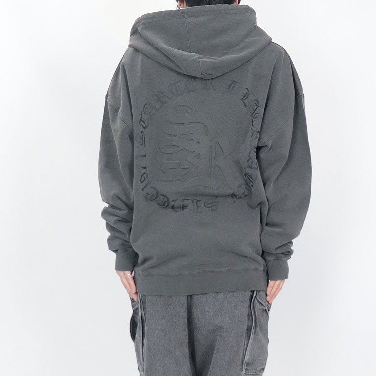 【STARTER】裏毛ピグメント加工サークルロゴハーフジップパーカー