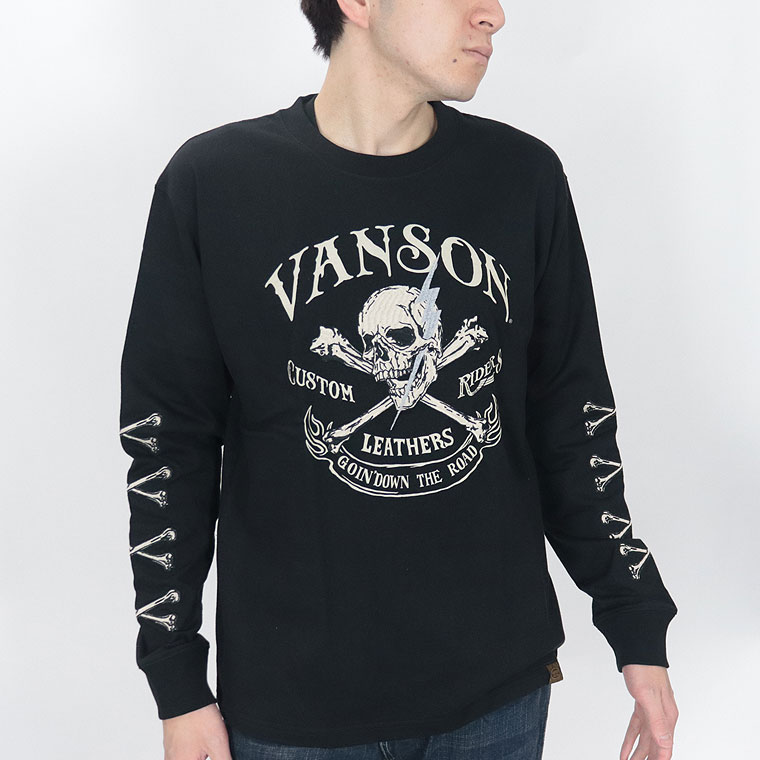 【VANSON】天竺ロンTEE スカルボーン