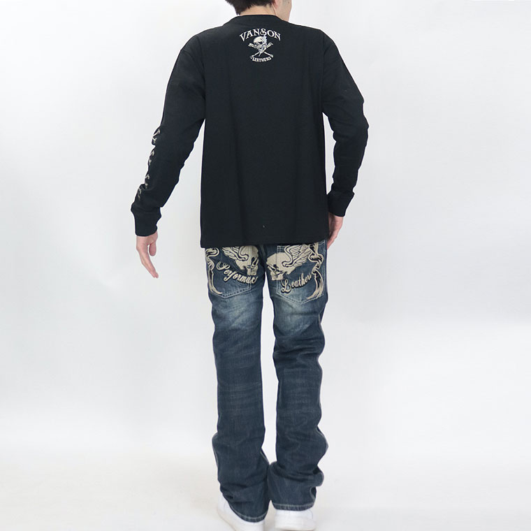 【VANSON】天竺ロンTEE スカルボーン