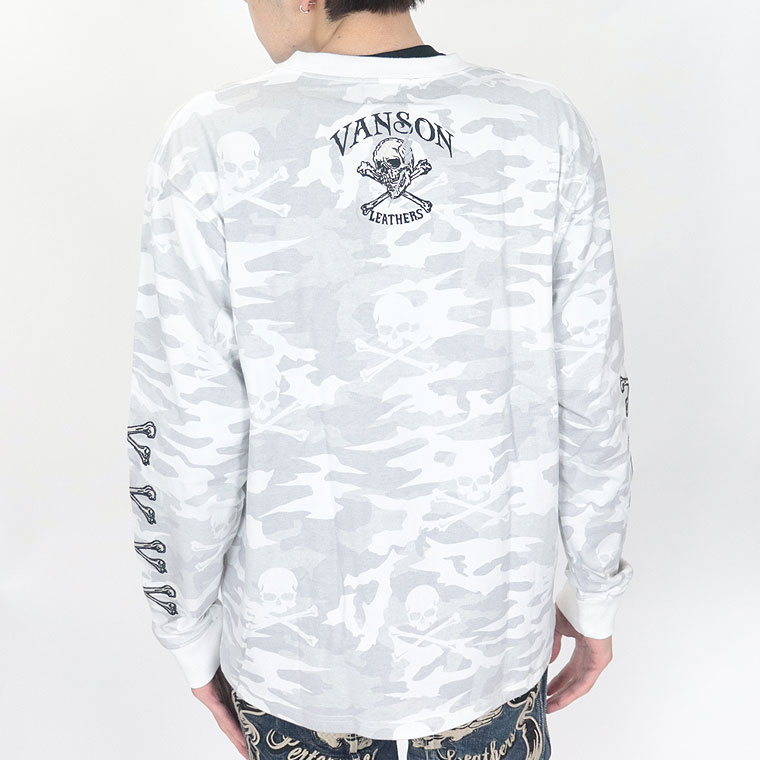 【VANSON】天竺ロンTEE スカルボーン
