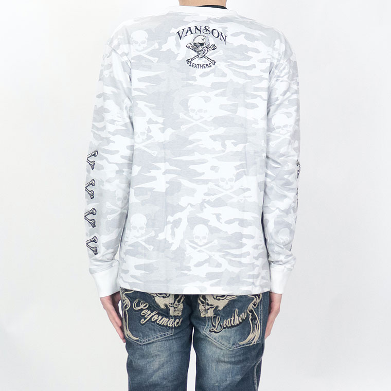 【VANSON】天竺ロンTEE スカルボーン