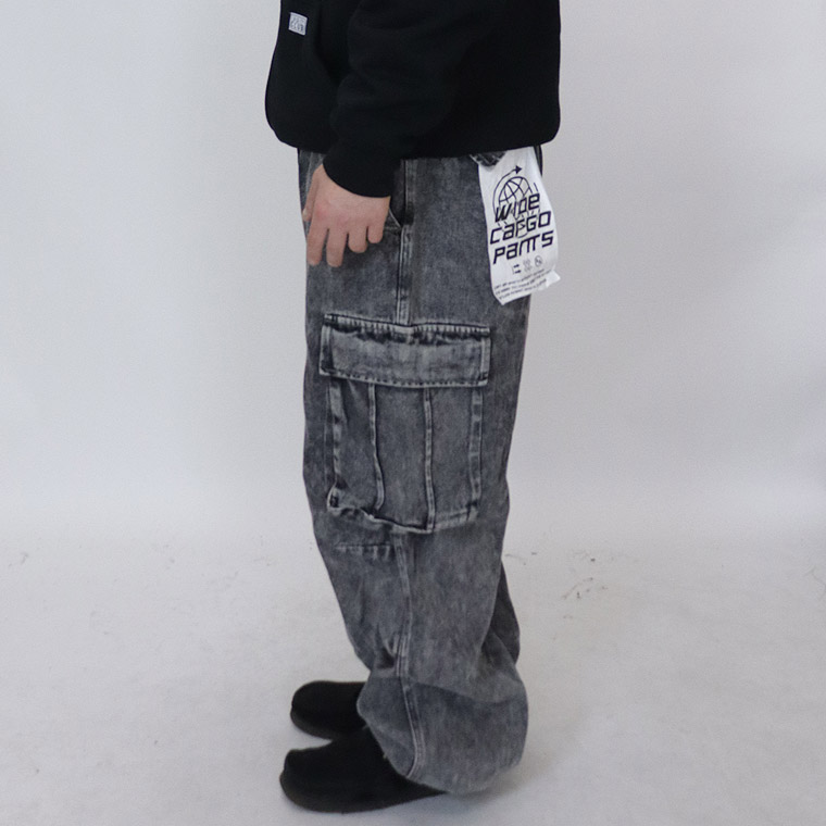 デニムケミカルワイドカーゴパンツ