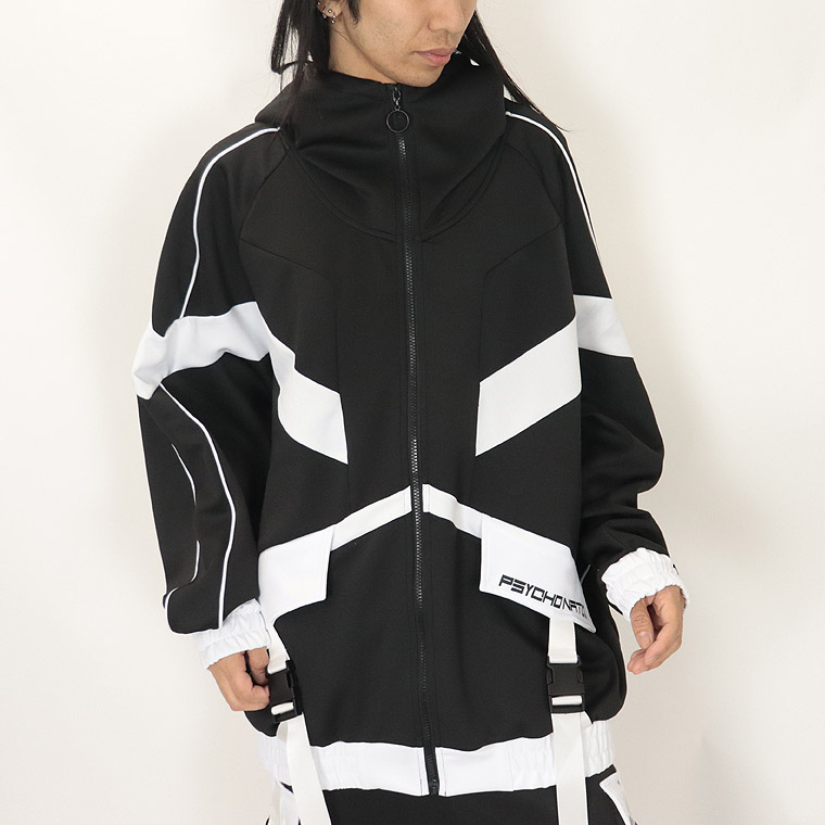 【PSYCHONATION】ネコ耳フード付き切替サイバーデザインジャージ