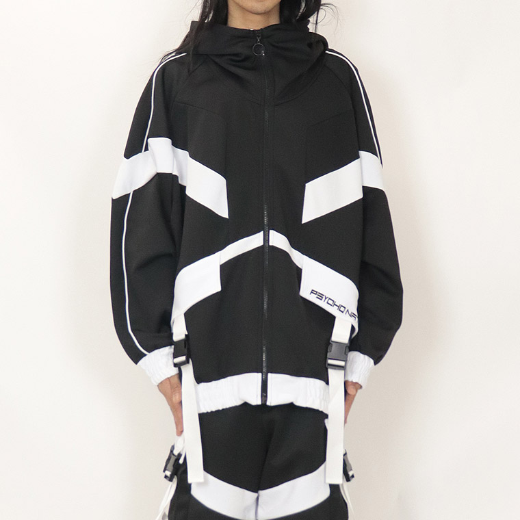 【PSYCHONATION】ネコ耳フード付き切替サイバーデザインジャージ