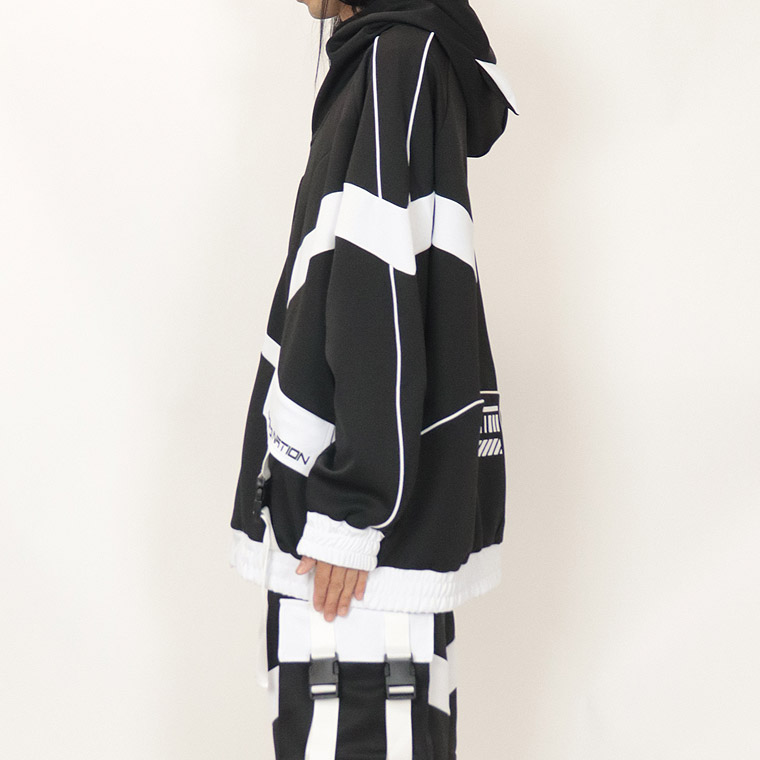 【PSYCHONATION】ネコ耳フード付き切替サイバーデザインジャージ