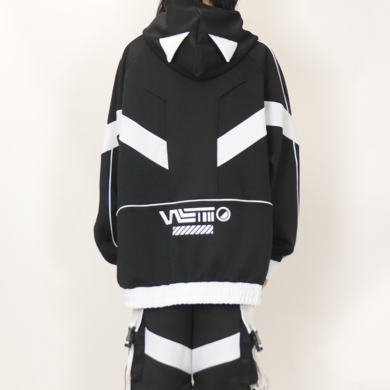 【PSYCHONATION】ネコ耳フード付き切替サイバーデザインジャージ