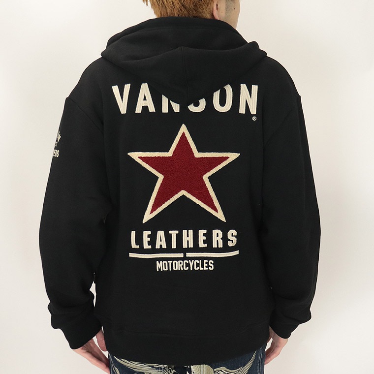 【VANSON】ロゴ刺繍裏毛ZIPパーカー