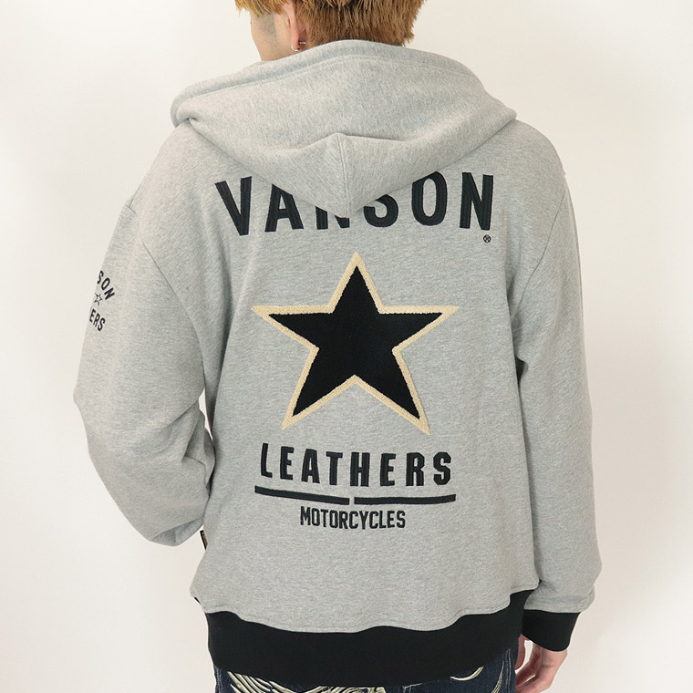 【VANSON】ロゴ刺繍裏毛ZIPパーカー