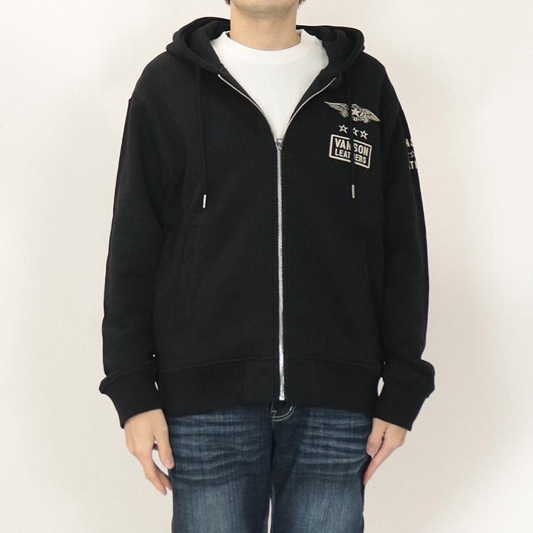 【VANSON】ロゴ刺繍裏毛ZIPパーカー
