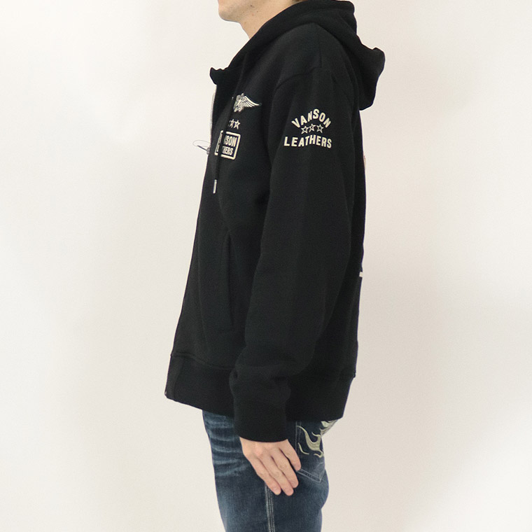 【VANSON】ロゴ刺繍裏毛ZIPパーカー