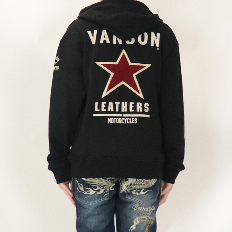 【VANSON】ロゴ刺繍裏毛ZIPパーカー