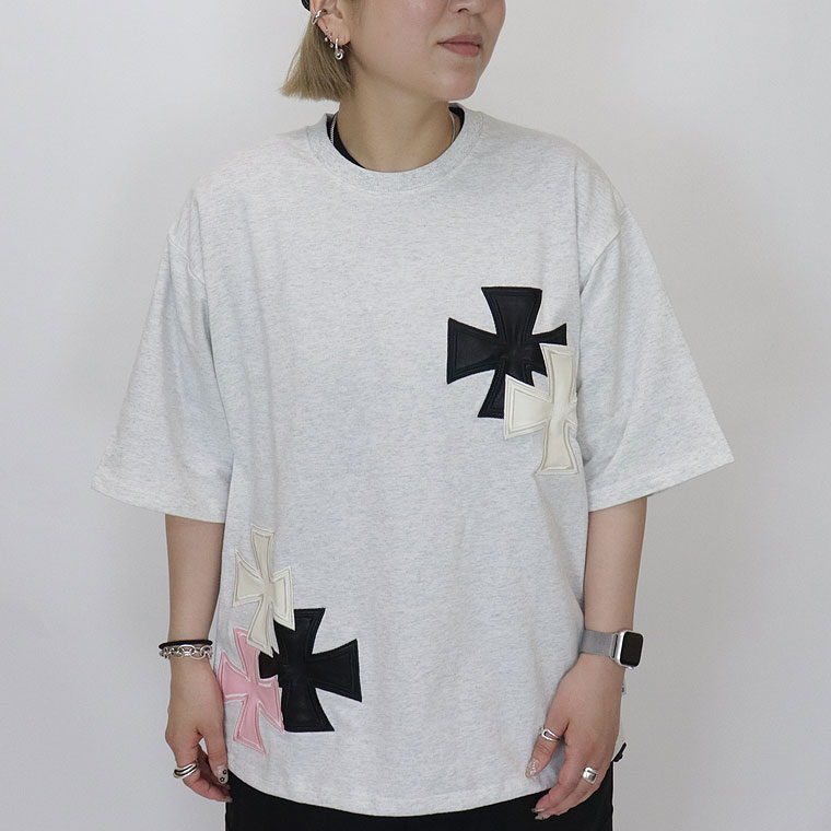 【RE730】アイアンクロスPUアップリケ半袖Tシャツ