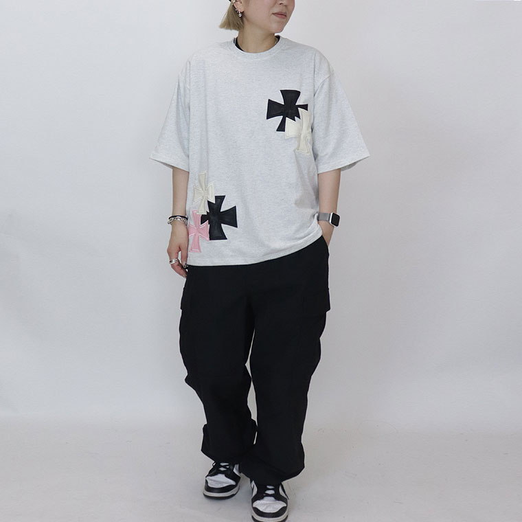 【RE730】アイアンクロスPUアップリケ半袖Tシャツ