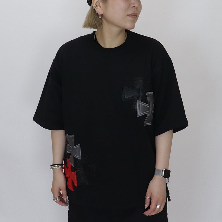 【RE730】アイアンクロスPUアップリケ半袖Tシャツ