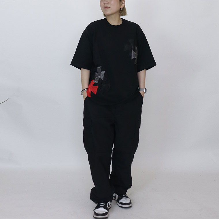 【RE730】アイアンクロスPUアップリケ半袖Tシャツ