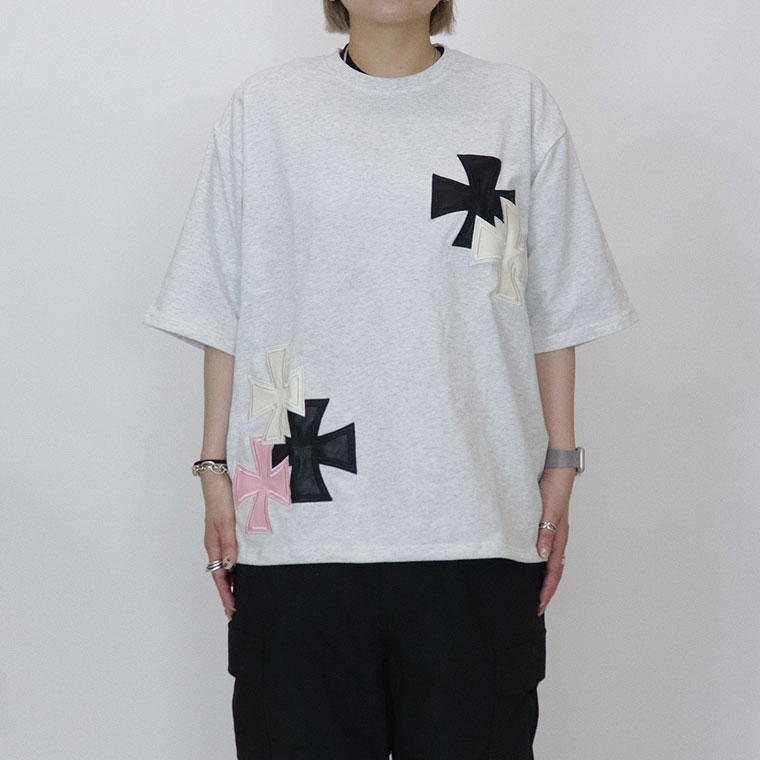 【RE730】アイアンクロスPUアップリケ半袖Tシャツ