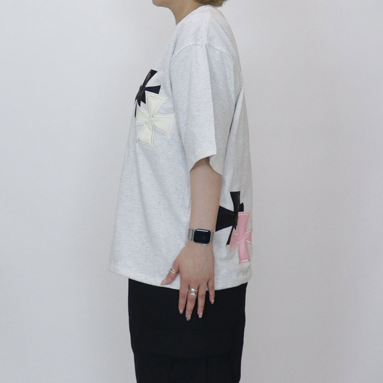 【RE730】アイアンクロスPUアップリケ半袖Tシャツ