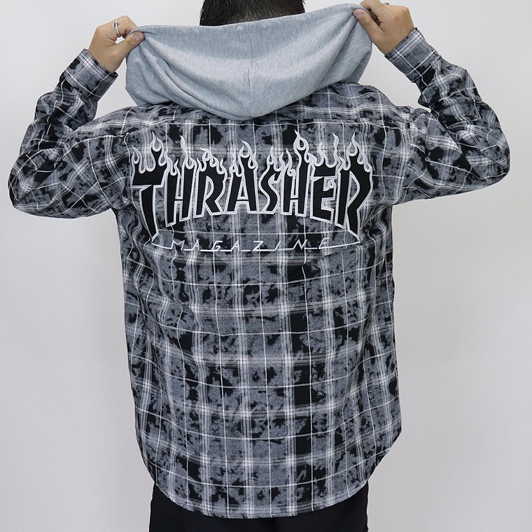 【THRASHER】ヴィンテージ加工チェックシャツパーカー