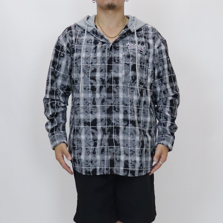 【THRASHER】ヴィンテージ加工チェックシャツパーカー
