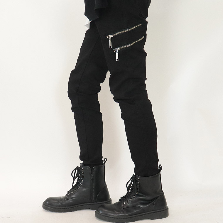 ZIPデザインストレッチスキニーパンツ