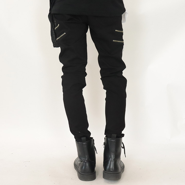 ZIPデザインストレッチスキニーパンツ